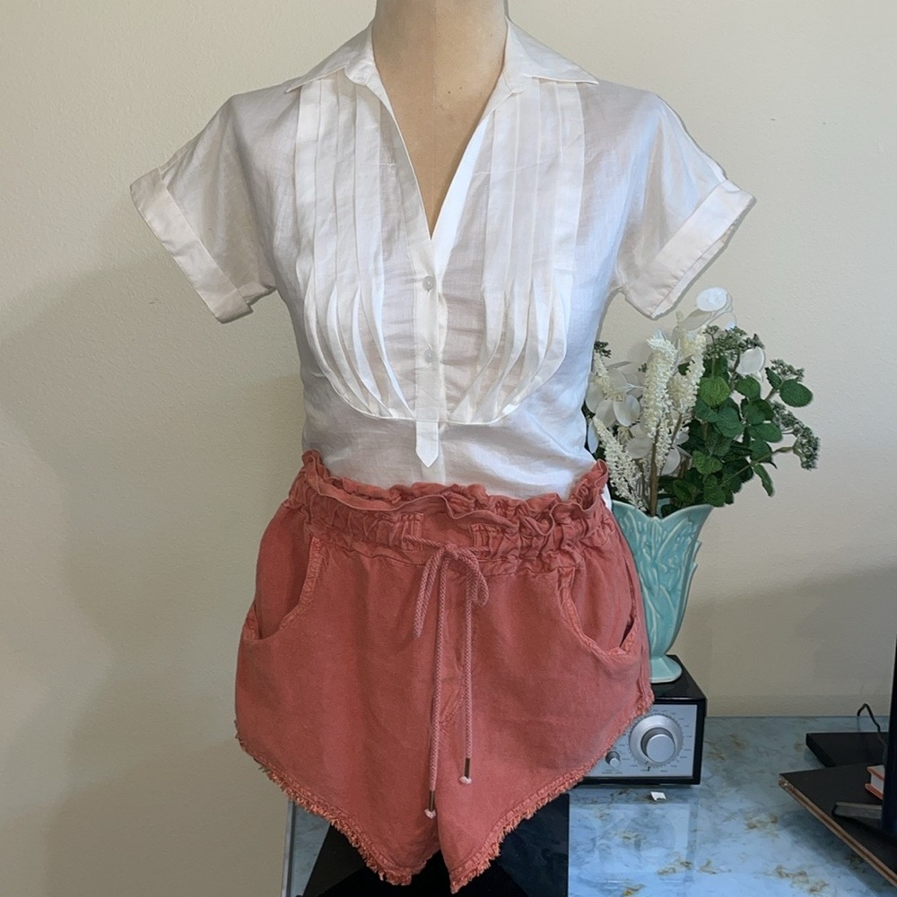 A/X Armani Exchange NWOT Button Front Tuxedo Bib Blouse - Picture 8 of 8